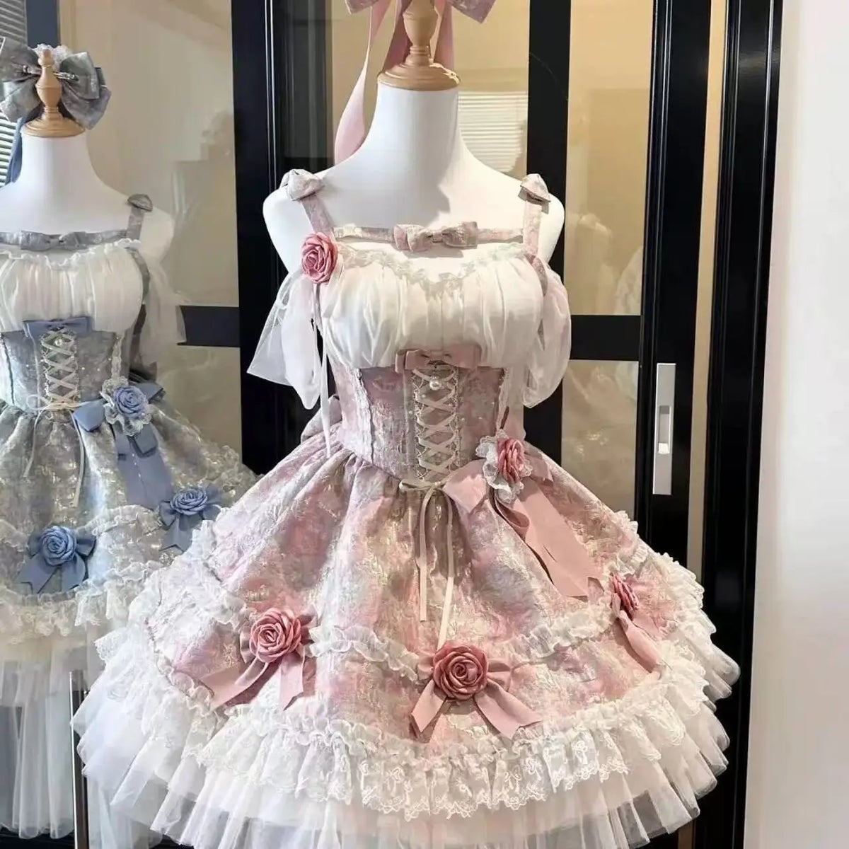 Sling Retro Tulle Ruffles Trim Dress