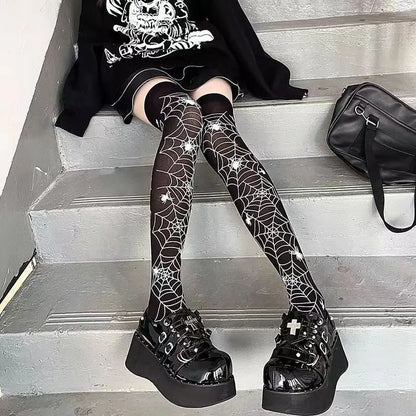 Long Socks Black Goth Stockings Thigh Highs Socks