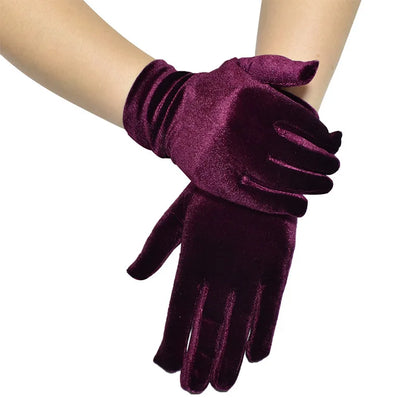 Wrist Length Opera Velvet Gloves Tea