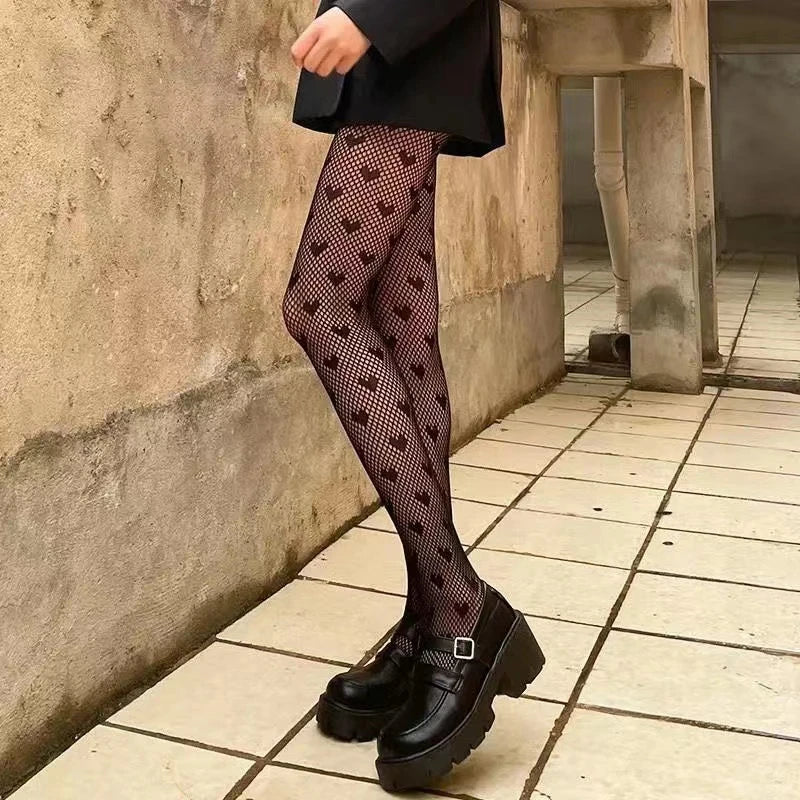 Tights Gothic Cross Print Club Stockings Nylon Socks Fishnet Pantyhose