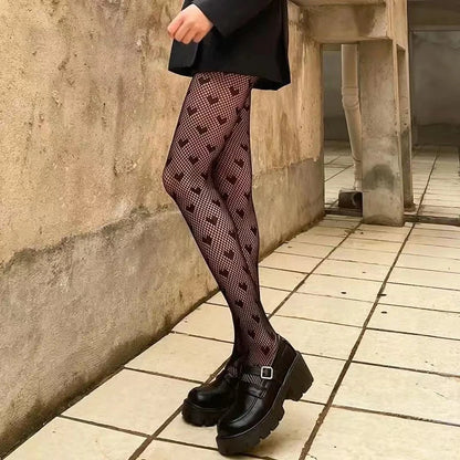 Tights Gothic Cross Print Club Stockings Nylon Socks Fishnet Pantyhose