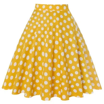 Small Red Polka Dot Midi Summer Pin Up High Waist Retro Vintage Rockabilly 50s Women Skirt