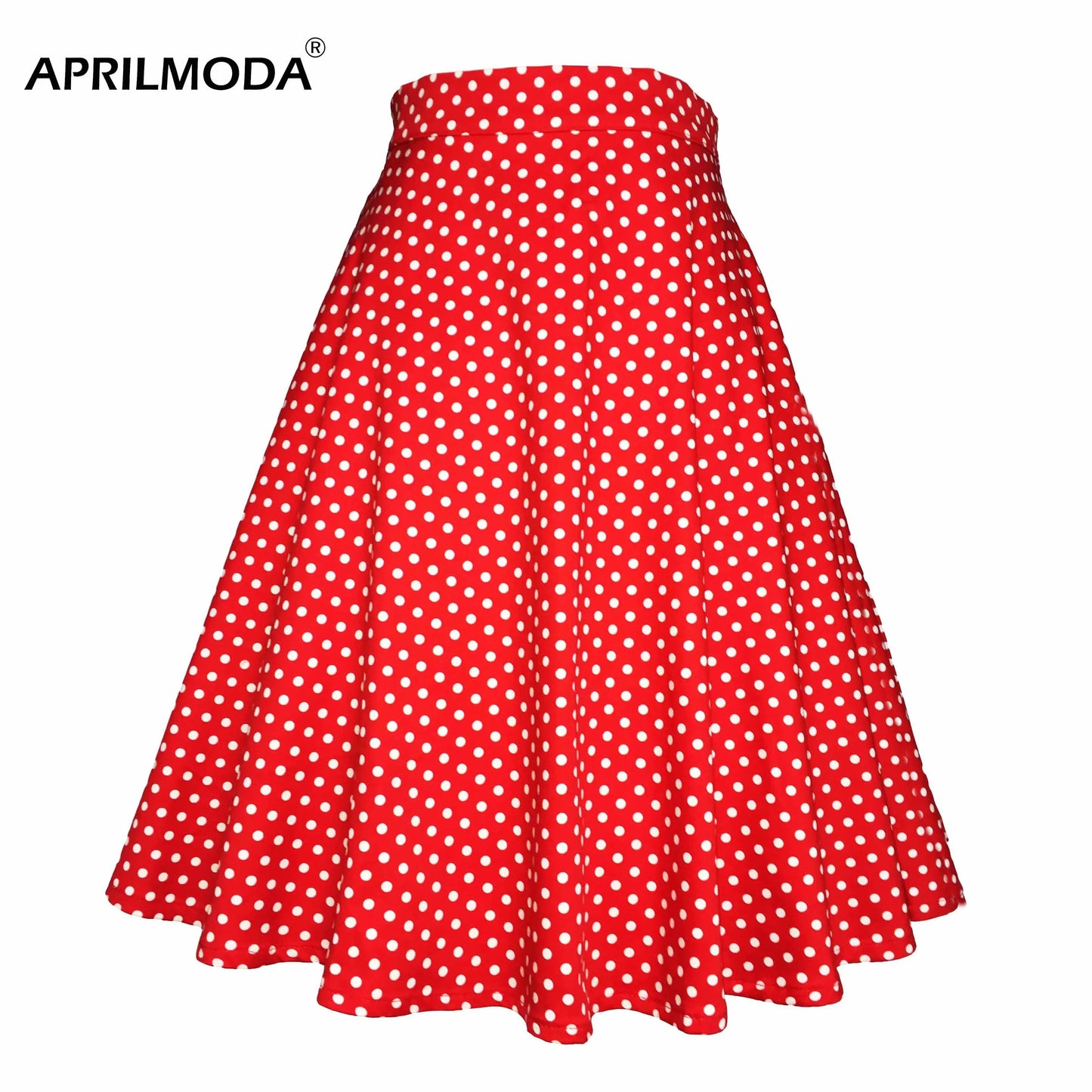 Small Red Polka Dot Midi Summer Pin Up High Waist Retro Vintage Rockabilly 50s Women Skirt