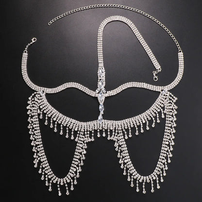Rhinestone Tassel Mask Masquerade Long Face Chain Veil