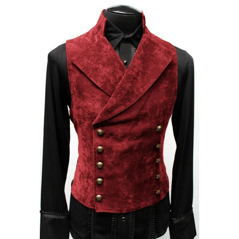 Gothic Vest Polyester Breast Waistcoat Double Vest Victorian Waistcoat