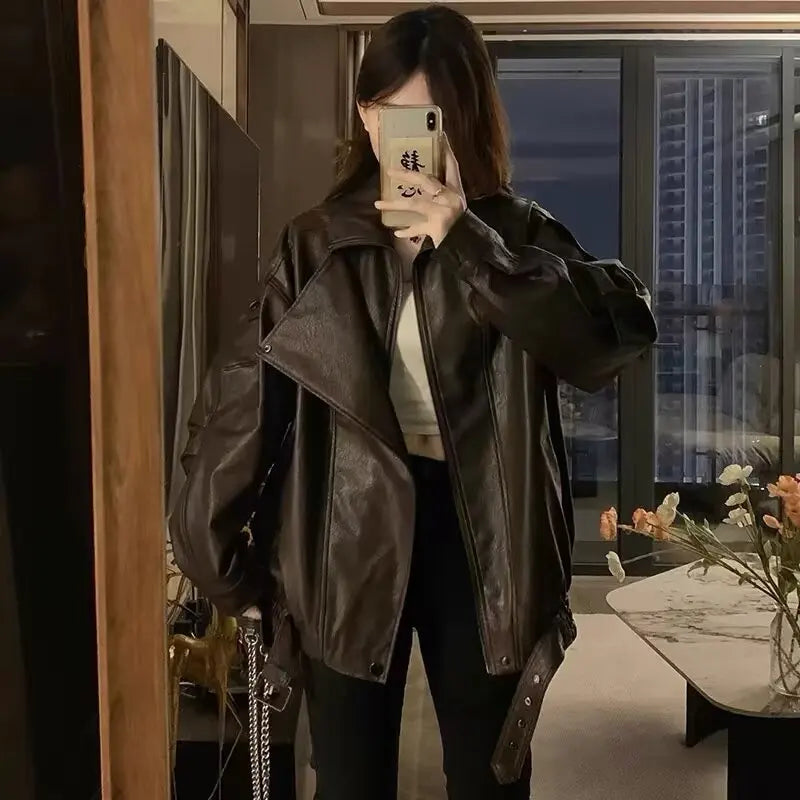 Solid Turn Down Collar Fall Jacket