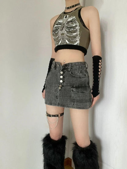 Cyber Retro X-ray Skeleton Crop