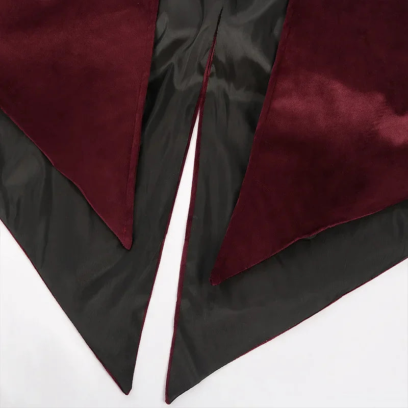 Gothic Steampunk Vintage Medieval Vampire Black Red Coat Court Style Nobles Tailcoat