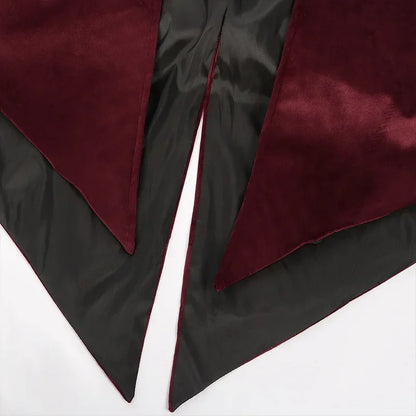 Gothic Steampunk Vintage Medieval Vampire Black Red Coat Court Style Nobles Tailcoat
