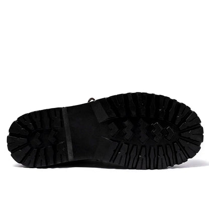 Genuine Leather Goth Round Toe Boots
