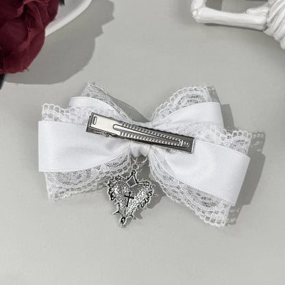 Gothic Lolita Style Hair Clip Black Ribbon Bow