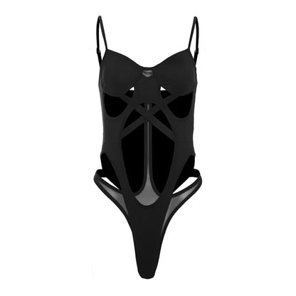 Black Bandage Assassin Glove Bodysuit