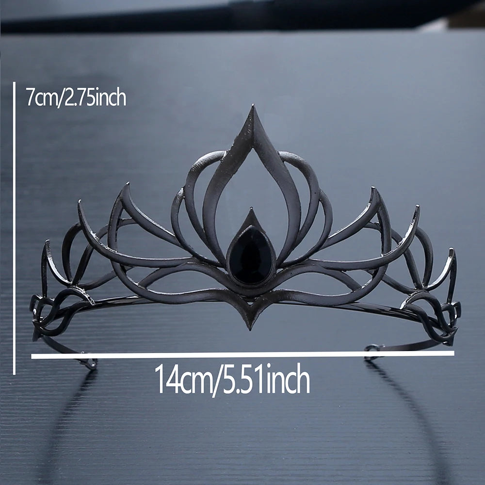 Minimalist Gothic Crown Black Silver Hollow Out Design Headwear