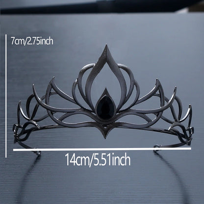Minimalist Gothic Crown Black Silver Hollow Out Design Headwear