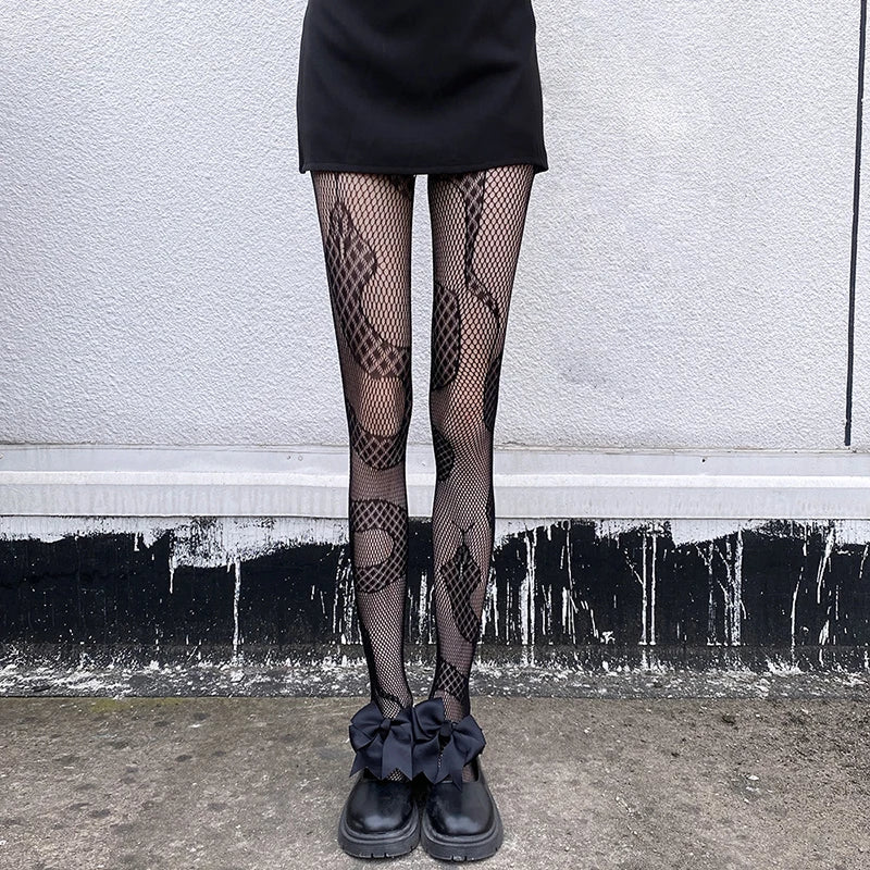 Tights Gothic Cross Print Club Stockings Nylon Socks Fishnet Pantyhose