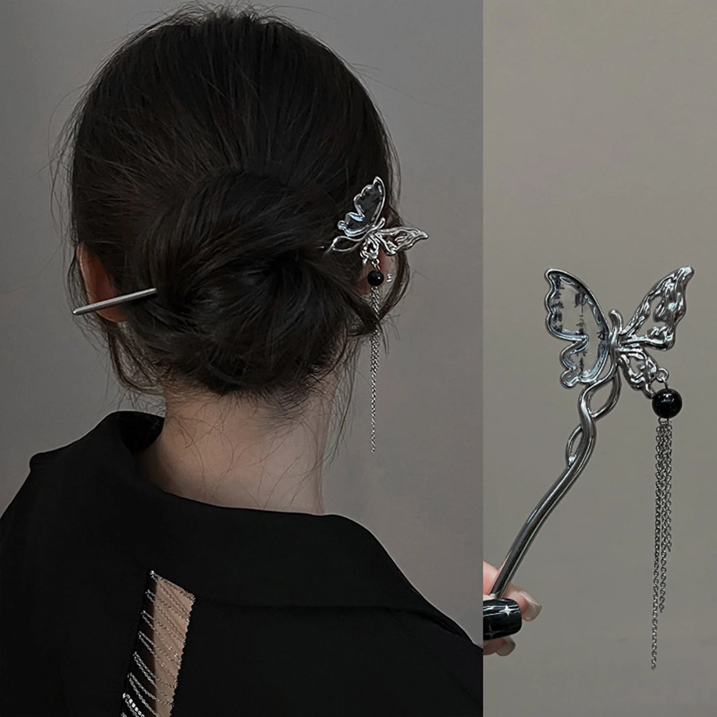 Gothic Style Pendant Hairpin Metal Moon Tassel Hair Accessories