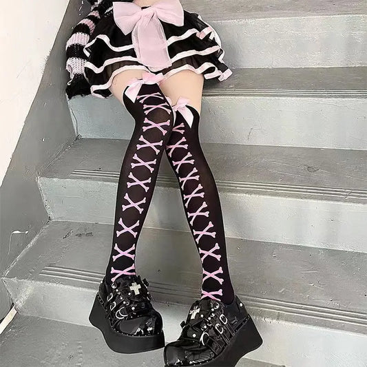 Long Socks Black Goth Stockings Thigh Highs Socks