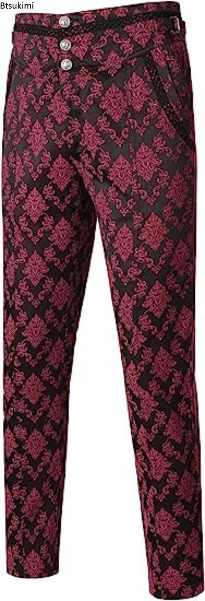 Gothic Pants Vintage Vampire  Steampunk Jacquard Leisure Slim