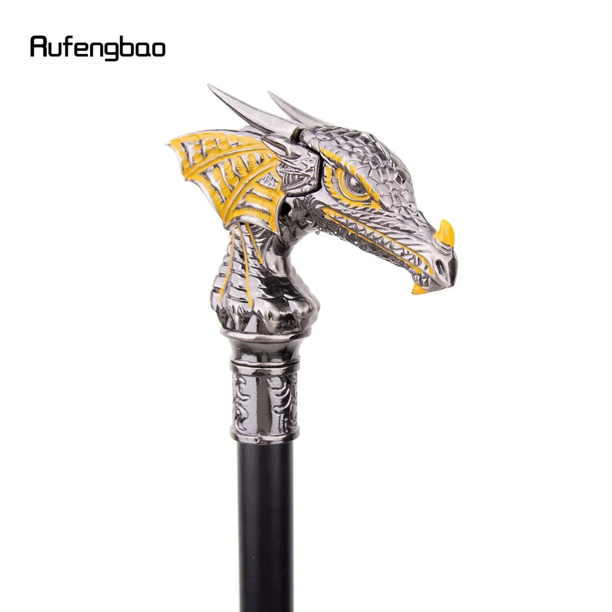 Golden Black Luxury Dragon Head Walking Cane Decorative Gentleman Elegant