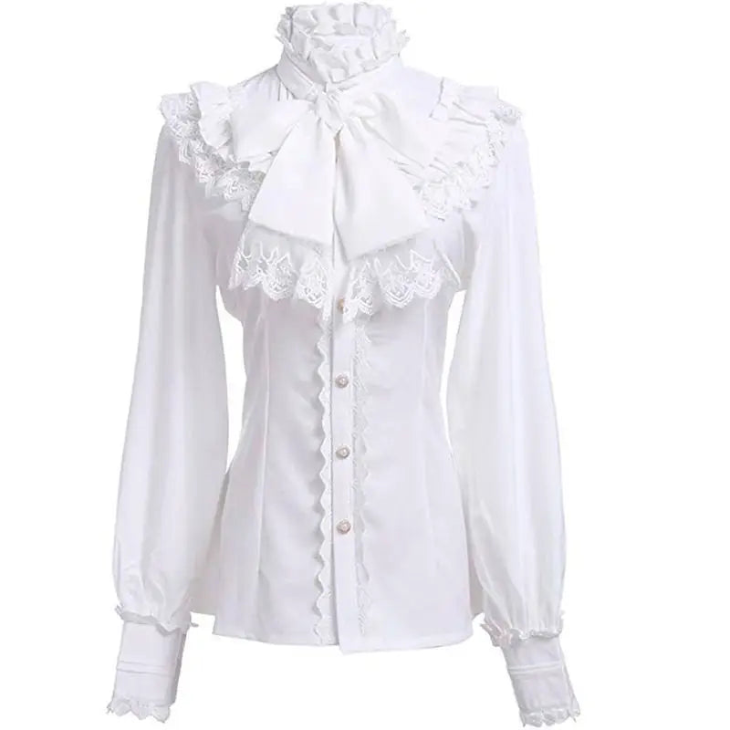 Vintage Ruffle High Collar Gothic Blouse