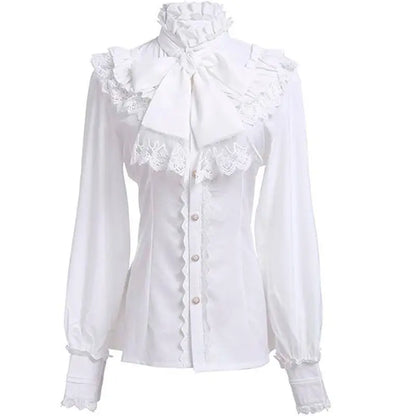 Vintage Ruffle High Collar Gothic Blouse