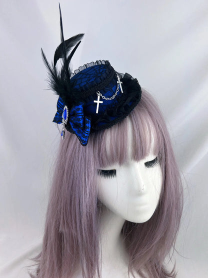Lolita headpiece retro cross hair tophat