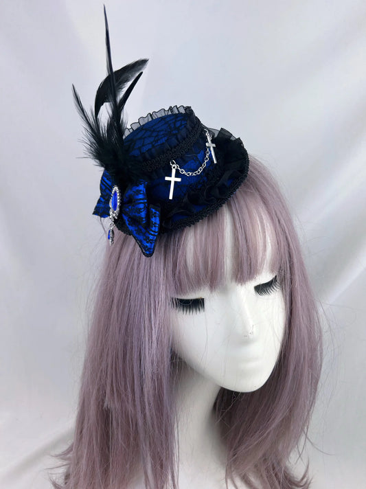 Lolita headpiece retro cross hair tophat