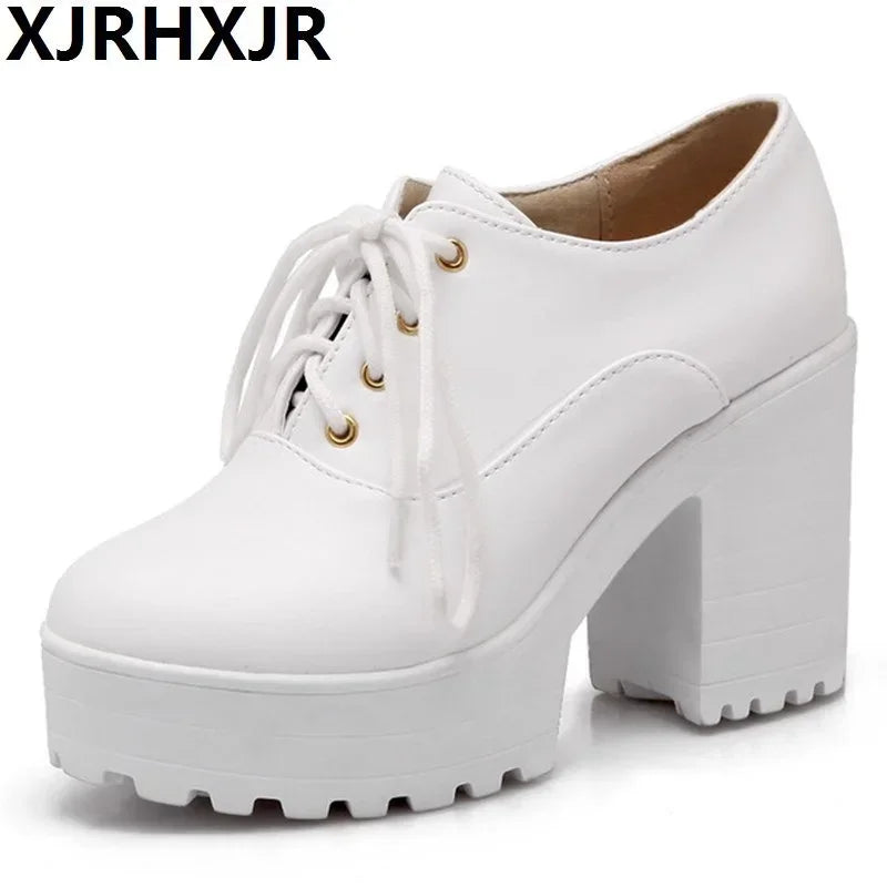 Pumps Chunky Block High Heels Shoes