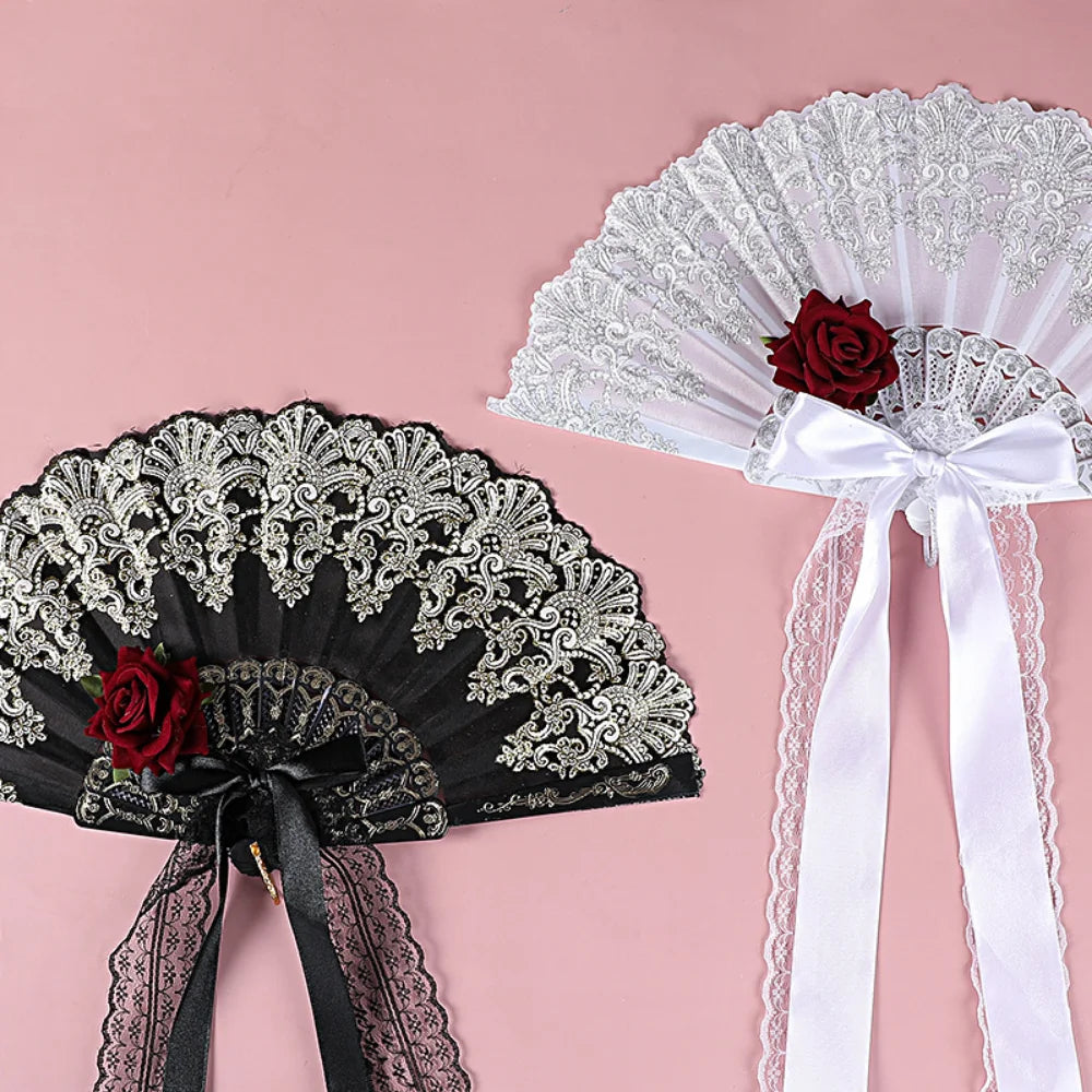 Gothic Victorian Lace Bamboo Fans
