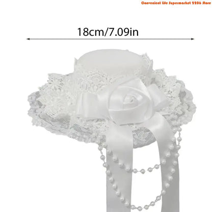 Bead Chain Lace Headpiece Gothic Top Hat