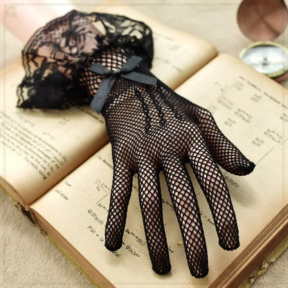 Lace Hollow Out Gloves Mesh Thin Mittens