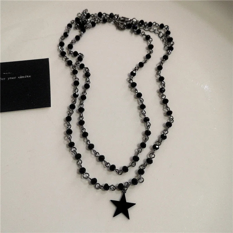 Black Star Cross Red Heart Pendant Ghost Claw Choker Chain Necklace Vintage