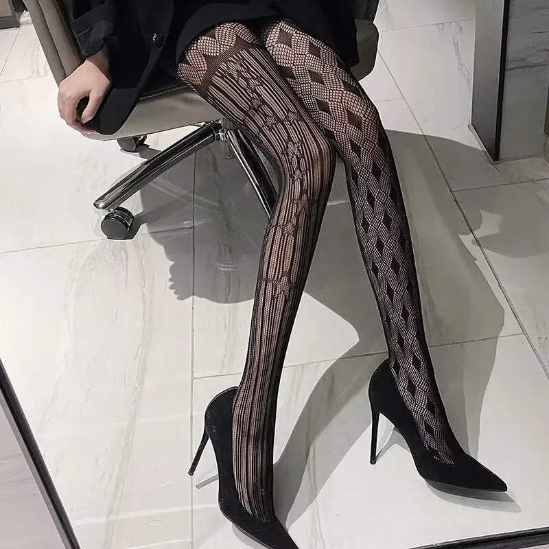 Tights Gothic Cross Print Club Stockings Nylon Socks Fishnet Pantyhose
