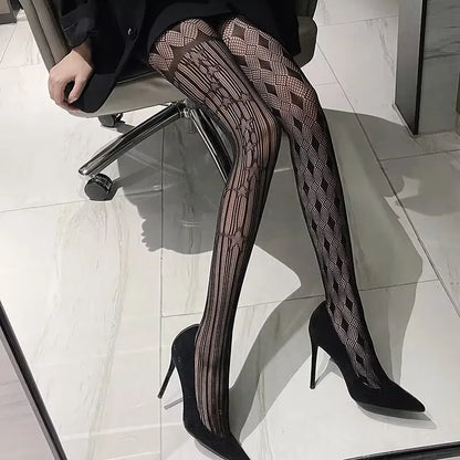 Tights Gothic Cross Print Club Stockings Nylon Socks Fishnet Pantyhose