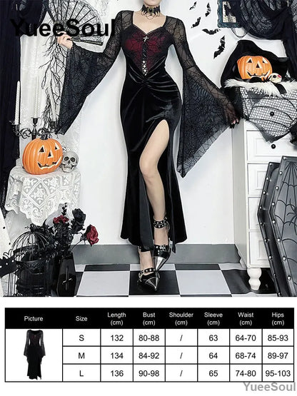 Gothic Long Sleeve Lace Slim Black Dresses