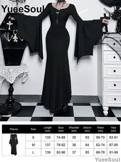 Gothic Long Sleeve Lace Slim Black Dresses