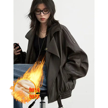 Solid Turn Down Collar Fall Jacket