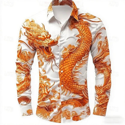 Dragon Men's Long Sleeve Casual Shirt 3D Printed