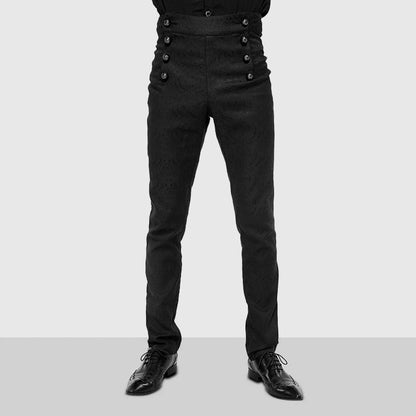Vintage Men Victorian Pants High Waist Casual Trousers Joggers