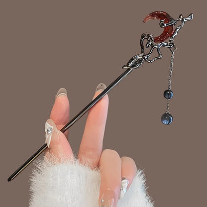 Gothic Style Pendant Hairpin Metal Moon Tassel Hair Accessories