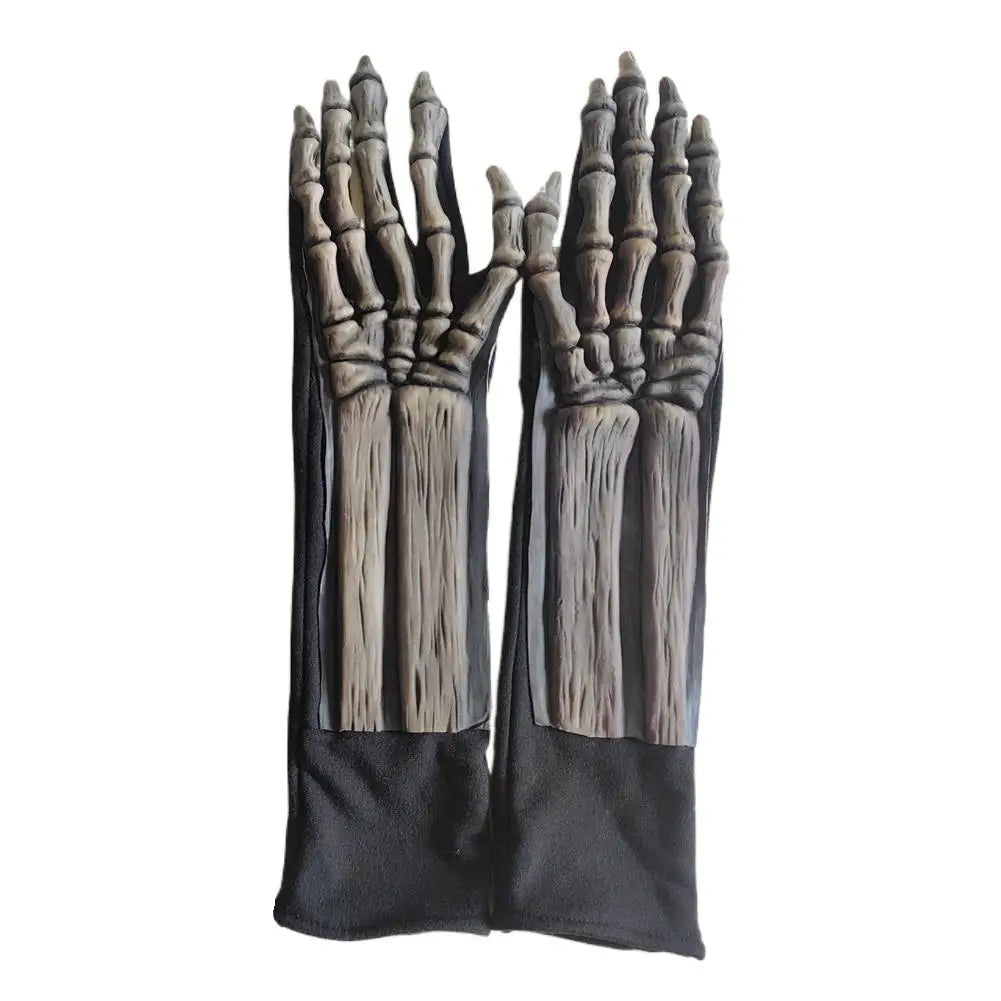 Luminous Skull Bone Gloves Glow In Dark Long Sleeve Skeleton