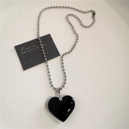 Punk Rock Black Heart Cross Pendant Chain Necklace Goth Accessories