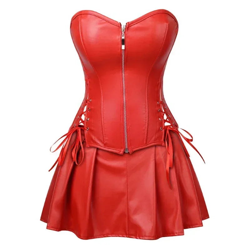 Warrior Princess PU Leather Pleated Dress