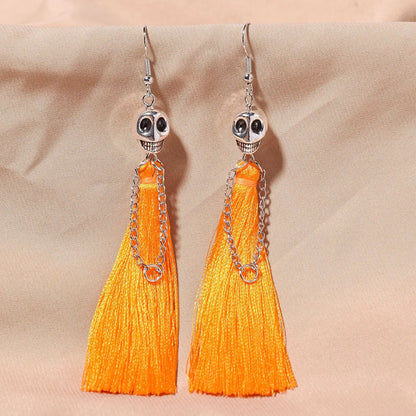 Skeleton Drop Earrings Creative Ethnic Long Tassel Skull Dangle Earring