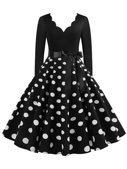 Vintage V Polka Dot Pin Up Dress