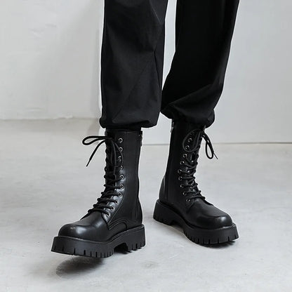 Men's Genuine Leather Motorcycle Boots High-top