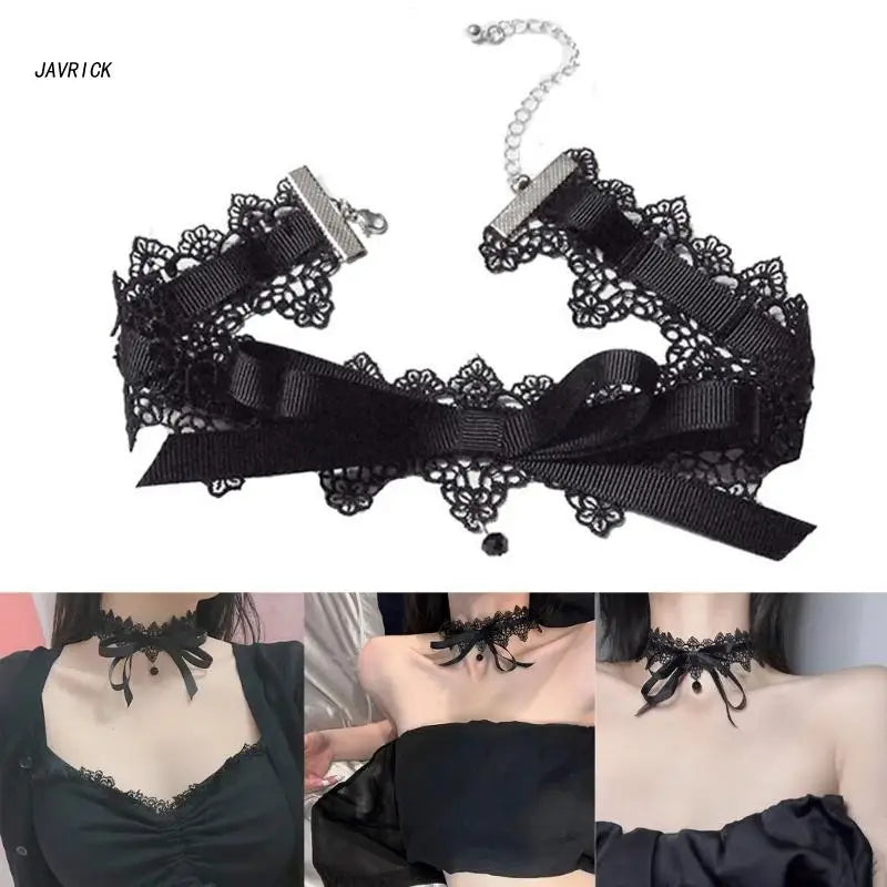 Black Lace Bowknot Choker Vintage Choker Necklace