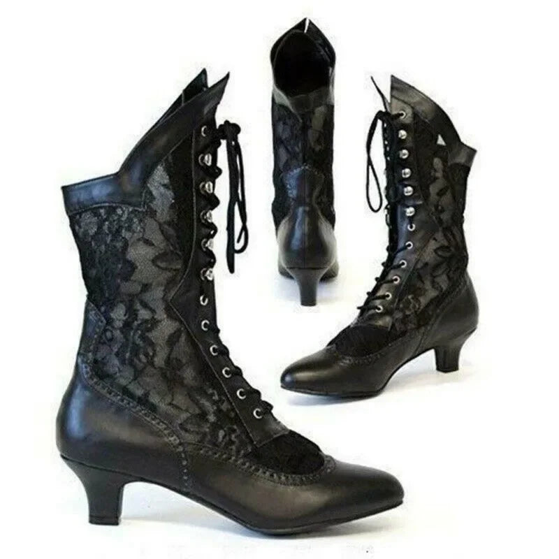 Elegant Victorian Pointed Witchy Boots