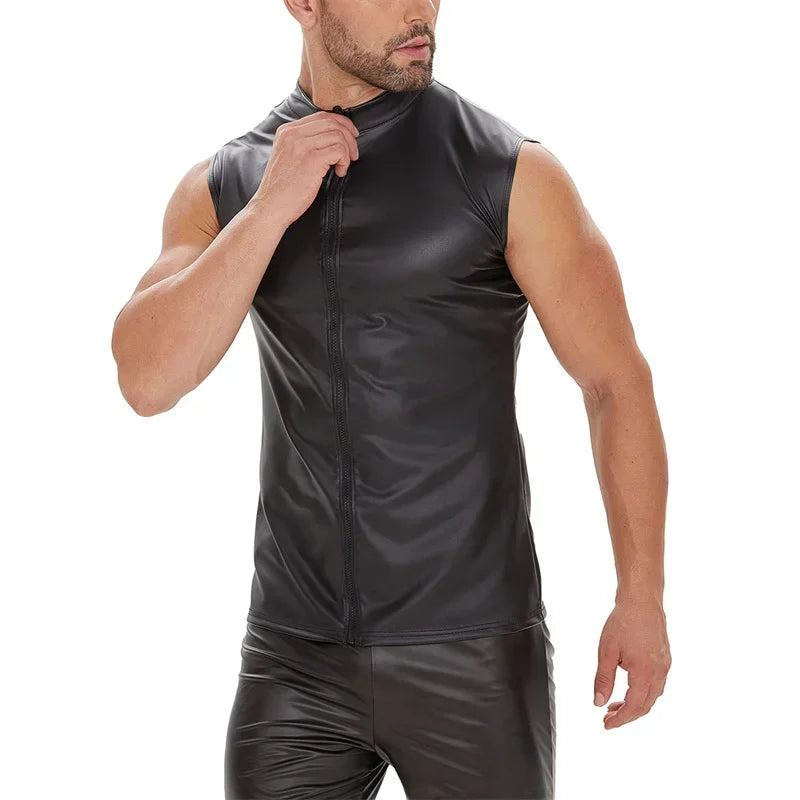 Matte Black Leather StretchVest