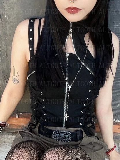 Side Stitched Gothic Banded Crop